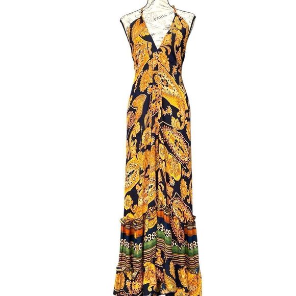 Dress Forum Los Angeles Black and Gold Sexy Maxi Dress in Size Medium - Picture 1 of 11